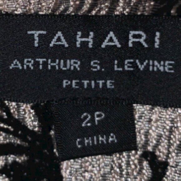 NEW Tahari ASL Dress Cocktail Floral Black Silver Sequins Belinda 2 Petite 2P - Picture 16 of 16